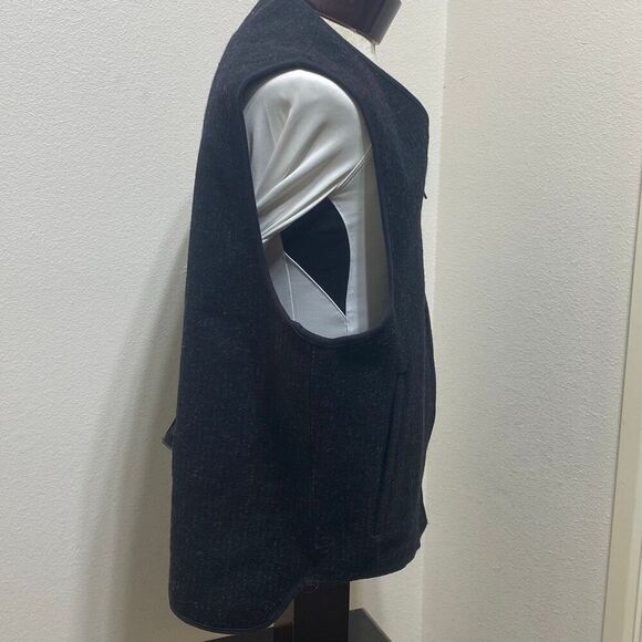 L.L. Bean Men's Wool Full Zip Vest Black Size Large Outdoor Adjustable Back - Picture 6 of 11